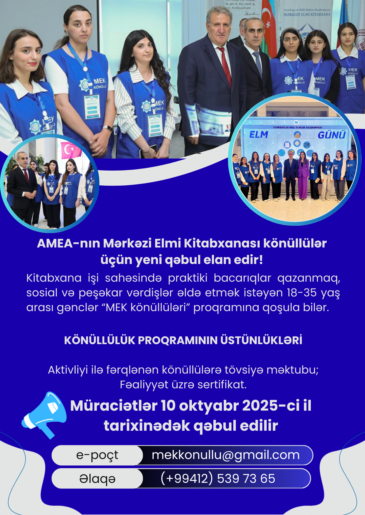 Mərkəzi Elmi Kitabxana könüllülər üçün yeni qəbul elan edib