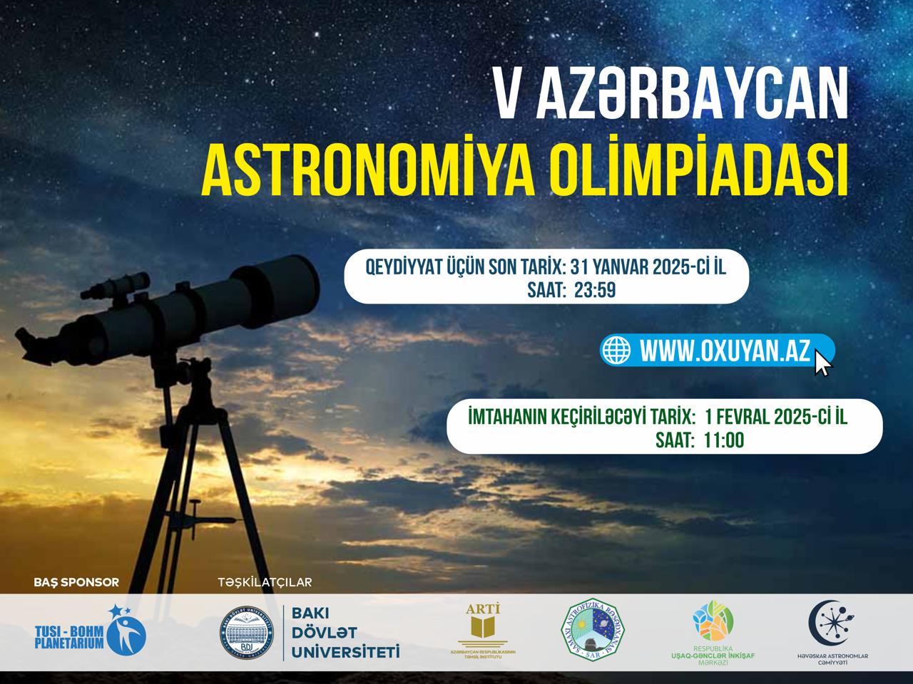 V Azərbaycan Astronomiya Olimpiadasının respublika seçim turunun nəticələri açıqlanıb