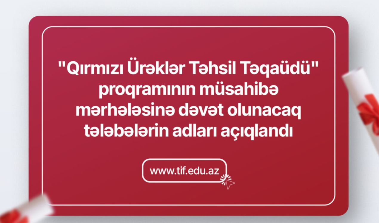 “Qırmızı Ürəklər Təhsil Təqaüdü” proqramına seçilən tələbələrin adları açıqlandı